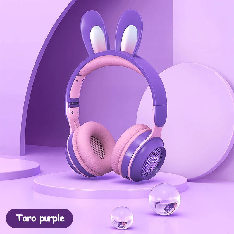 Rabbit Ear Headphones Wireless Luminous Extendable Wheat Headphones - Lees Store